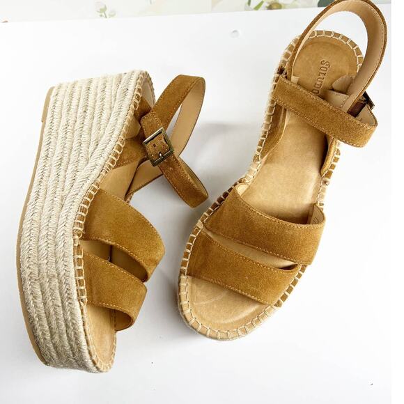 Soludos Womens Como Platfrom Wedge Walnut Brown Sandal Shoes NWT Size 10 - Picture 1 of 8